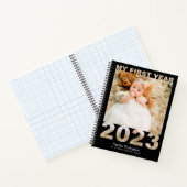 Mijn eerste jaar 2023 Moderne Cutout Baby Foto zwa Notitieboek (Binnen)