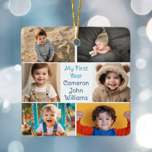 Mijn eerste jaar Baby Boy Photo Collage Schattige  Keramisch Ornament