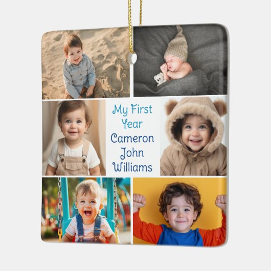 Mijn eerste jaar Baby Boy Photo Collage Schattige  Keramisch Ornament (Links)