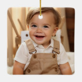 Mijn eerste jaar Baby Boy Photo Collage Schattige  Keramisch Ornament (Achterkant)