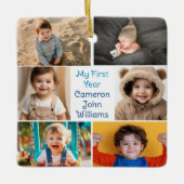Mijn eerste jaar Baby Boy Photo Collage Schattige  Keramisch Ornament (Voorkant)
