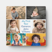 Mijn eerste jaar Baby Boy Photo Collage Schattigee Fotoplaat (Voorkant)