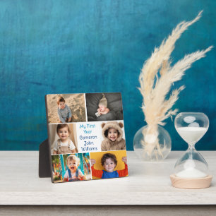 Mijn eerste jaar Baby Boy Photo Collage Schattigee Fotoplaat