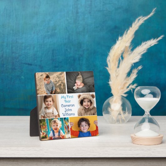Mijn eerste jaar Baby Boy Photo Collage Schattigee Fotoplaat (Insitu)