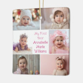 Mijn eerste jaar Baby Girl Fotocollage Schattige 2 Keramisch Ornament (Links)