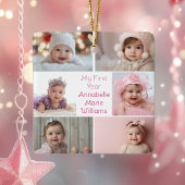 Mijn eerste jaar Baby Girl Fotocollage Schattige 2 Keramisch Ornament