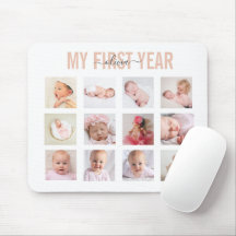 Mijn Eerste Jaar Baby Meisje 12 Foto Collage  