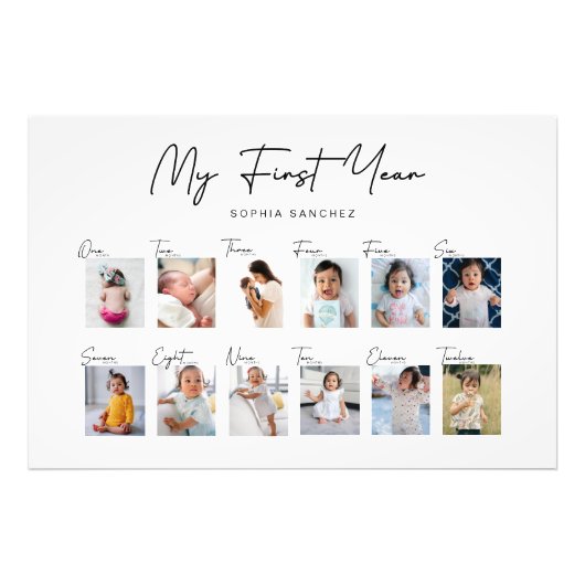Mijn eerste jaar fotocollage foto afdruk (Voorkant)