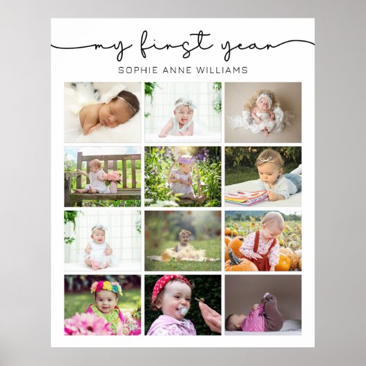 Mijn eerste jaar fotocollage poster (Voorkant)