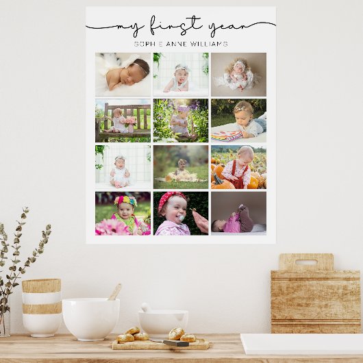 Mijn eerste jaar fotocollage poster (Keuken)