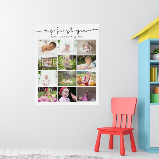 Mijn eerste jaar fotocollage poster (Kinderkamer 1)