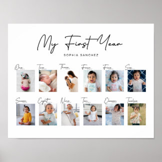 Mijn eerste jaar fotocollage poster