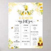 Mijn eerste jaar is infographic Bumble bee mijlpaa Poster (Voorkant)