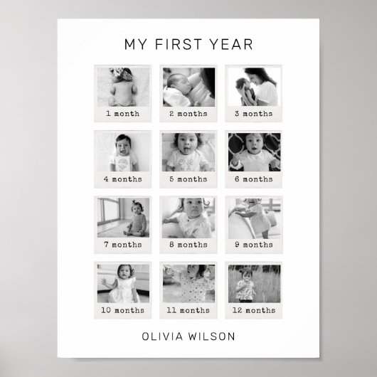 Mijn eerste jaar Poster Zwart & Wit (Voorkant)