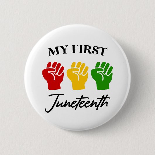 Mijn eerste Junetetiende Red Green Yellow Fists Ronde Button 5,7 Cm (Voorkant)