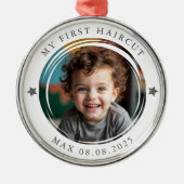 Mijn eerste kapsel mijlpaal foto Keepsake Metalen Ornament (Voorkant)