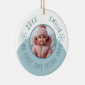 Mijn eerste keer zien sneeuw aangepaste foto en ja keramisch ornament (Rechts)