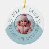 Mijn eerste keer zien sneeuw aangepaste foto en ja keramisch ornament (Voorkant)