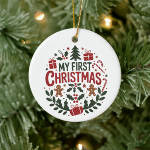 Mijn eerste kerst 1e kerst familie bij elkaar baby keramisch ornament