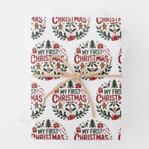 Mijn eerste kerst 1e Kerstmis Familie Matching Bab Inpakpapier Vel