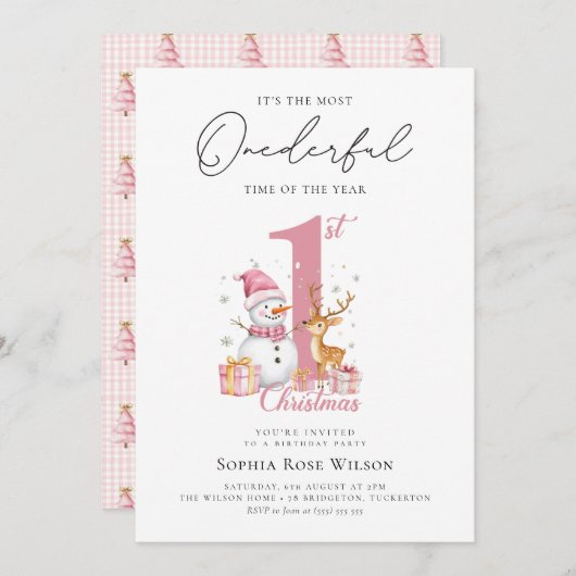 Mijn eerste kerst 1e verjaardag kaart (Voorkant / Achterkant)