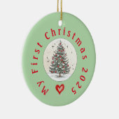 Mijn eerste kerst 2024, Unisex Baby Gift, Custom Keramisch Ornament (Rechts)