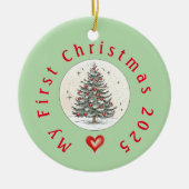 Mijn eerste kerst 2024, Unisex Baby Gift, Custom Keramisch Ornament (Voorkant)