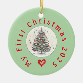 Mijn eerste kerst 2024, Unisex Baby Gift, Custom Keramisch Ornament