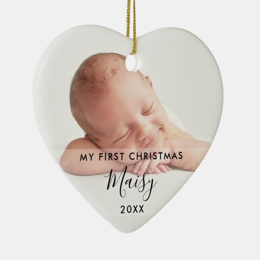Mijn eerste kerst 2 babyfoto elegant keramisch ornament (Rechts)