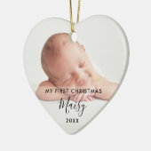 Mijn eerste kerst 2 babyfoto elegant keramisch ornament (Links)
