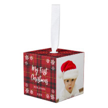 Mijn eerste kerst 3 babyfoto's rode tartan geruit