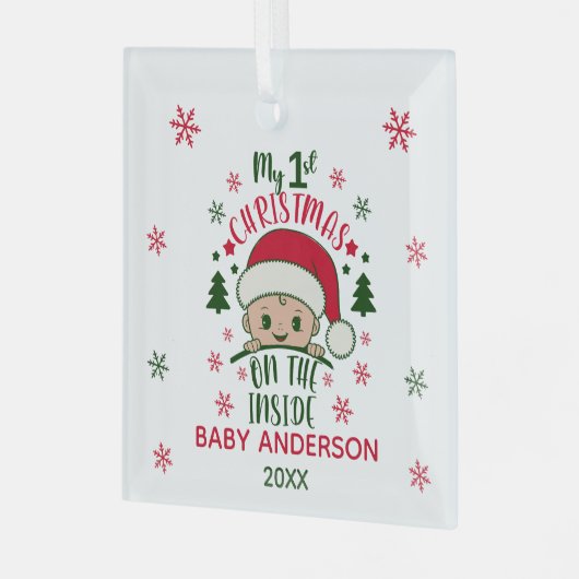 Mijn eerste kerst aan de binnenkant glas ornament (Voorkant links)