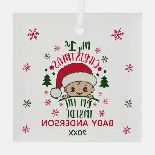 Mijn eerste kerst aan de binnenkant glas ornament (Achterkant)