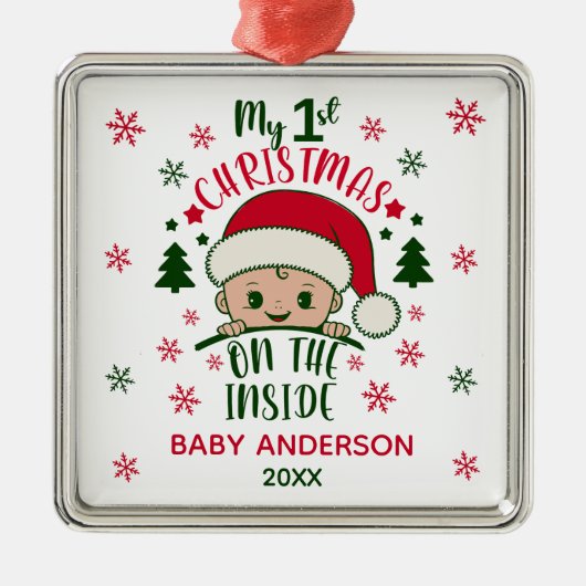 Mijn eerste kerst aan de binnenkant metalen ornament (Voorkant)