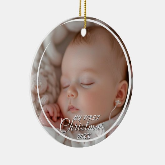 Mijn eerste kerst aangepaste Baby foto Keramisch Ornament (Rechts)