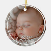 Mijn eerste kerst aangepaste Baby foto Keramisch Ornament (Voorkant)