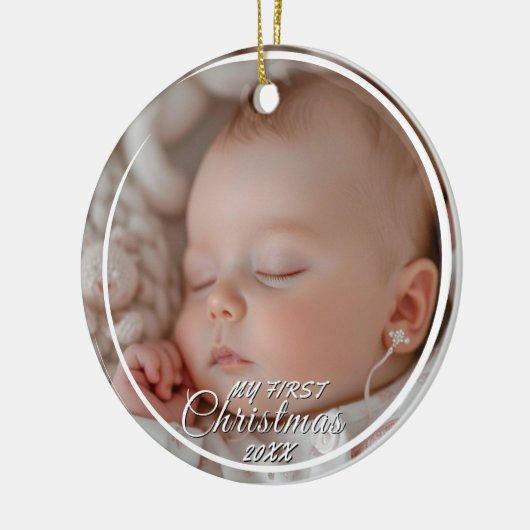 Mijn eerste kerst aangepaste Baby foto Keramisch Ornament (Links)