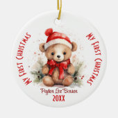 Mijn eerste kerst aangepaste naam kerst Beer Keramisch Ornament (Voorkant)