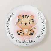 Mijn eerste kerst aangepaste naam Tiger Christmas Rond Kussen (Achterkant)