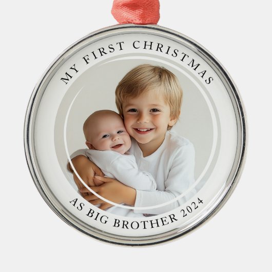 Mijn eerste kerst als Big Brother Custom Photo Metalen Ornament (Voorkant)
