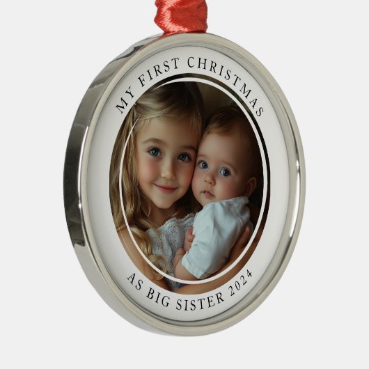 Mijn eerste kerst als Big Sister Custom Photo Metalen Ornament (Rechts)
