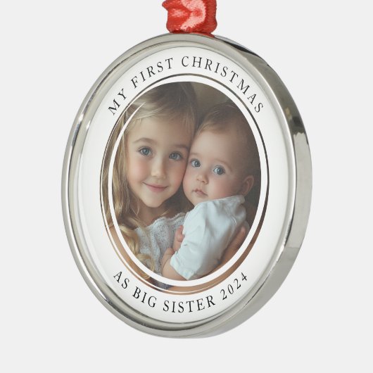 Mijn eerste kerst als Big Sister Custom Photo Metalen Ornament (Links)