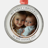 Mijn eerste kerst als Big Sister Custom Photo Metalen Ornament (Voorkant)