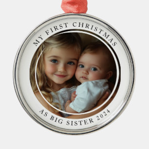 Mijn eerste kerst als Big Sister Custom Photo Metalen Ornament