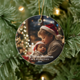 Mijn eerste kerst als een Big Bother Family Foto Keramisch Ornament