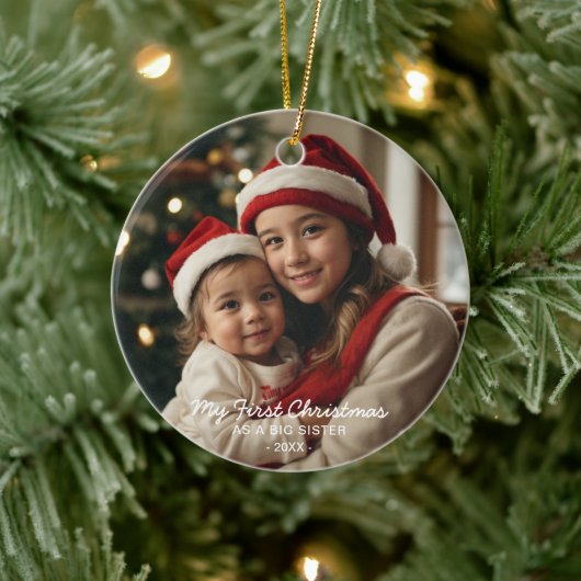 Mijn eerste kerst als een grote zus familie foto keramisch ornament (Boom)