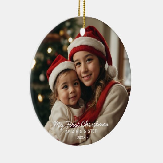 Mijn eerste kerst als een grote zus familie foto keramisch ornament (Rechts)