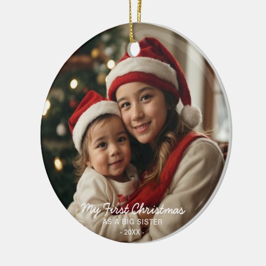 Mijn eerste kerst als een grote zus familie foto keramisch ornament (Links)