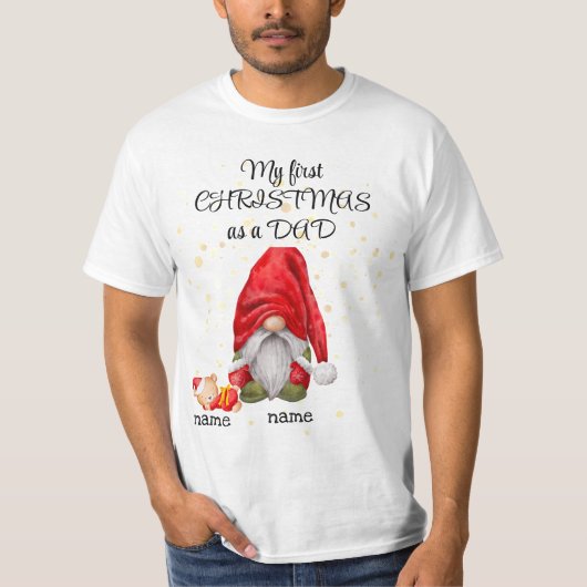 "Mijn eerste kerst als een papa" kabouter t-shirt (Voorkant)