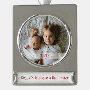 Mijn eerste kerst als grote broer foto / jaar verzilverd banner ornament